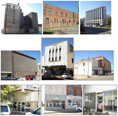 Nine different structures part of the Brownfields