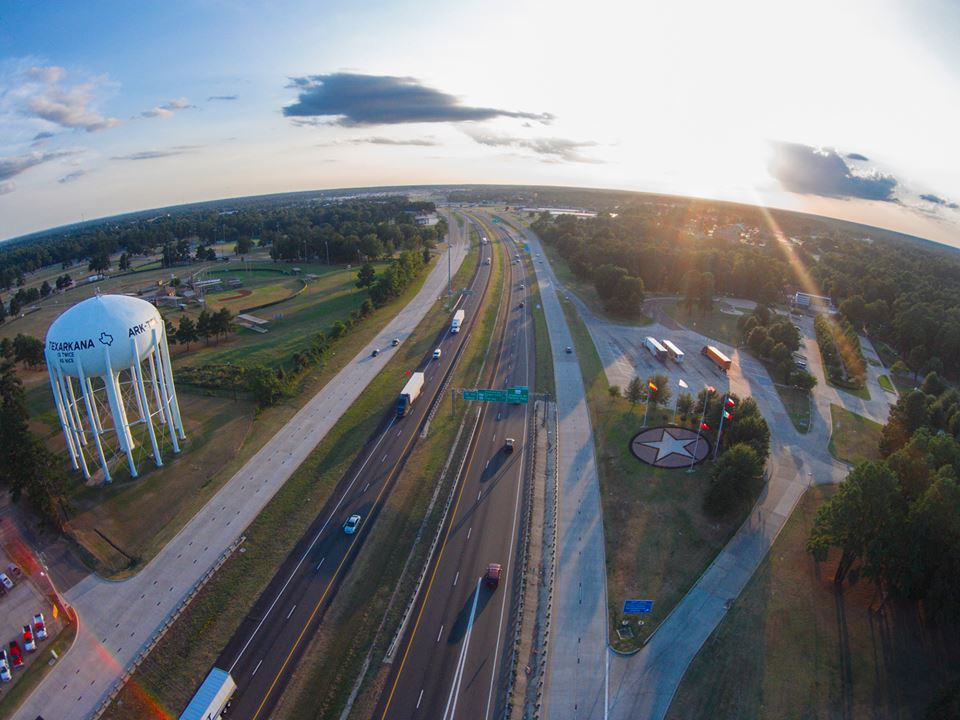 Aerial view of Texarkana roads
