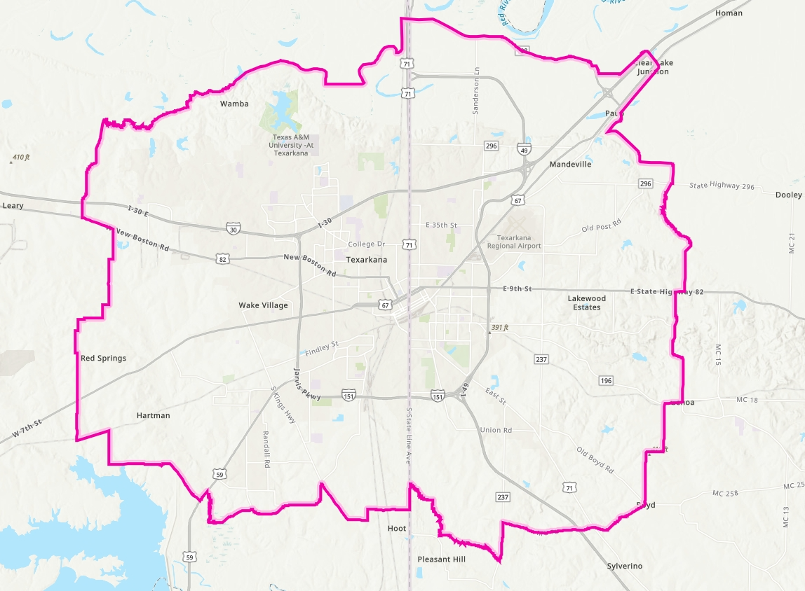 Map of MPO planning area showing major roads.